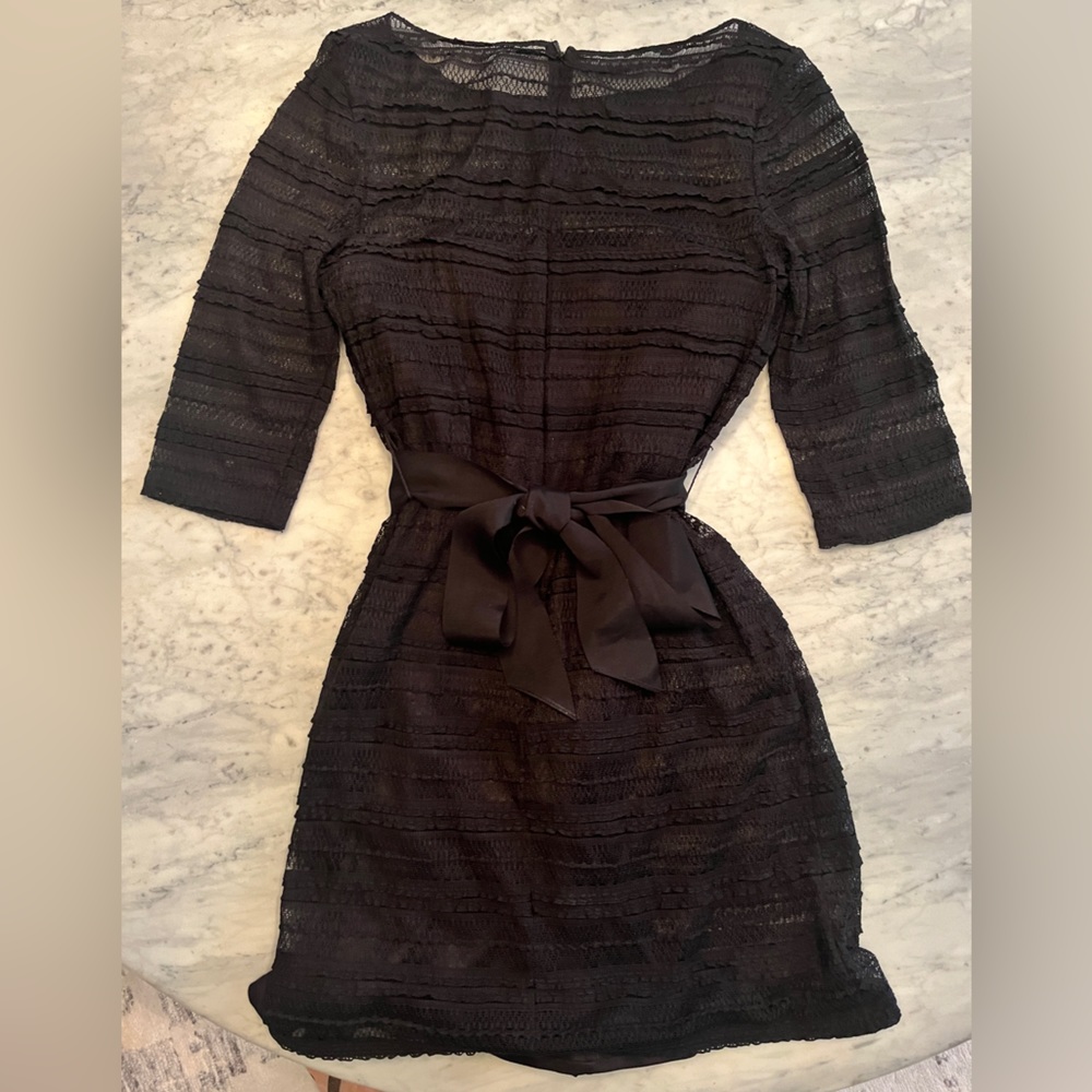 Black Badgley Mischka lace dress size M with attached slip.